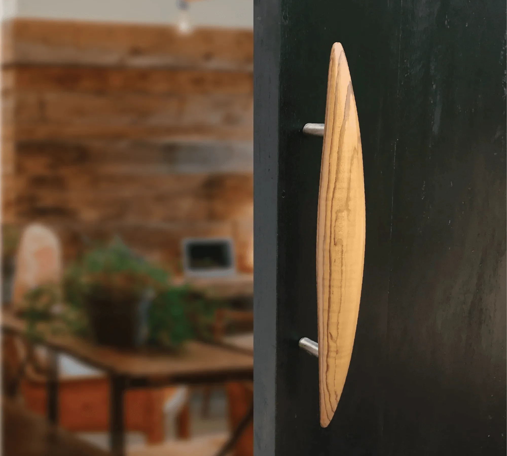 Handmade teak front door handle - 031 - clear / single-sided
